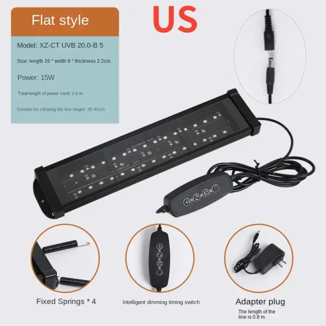 Iluminação LED Completa para Répteis: Ideal para Tartarugas, Lagartos e Serpentes com UVA, UVB e Aquecimento