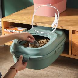 Recipiente de armazenamento de alimentos para cães de estimação 23l saco de caixa de comida de gato seco à prova de umidade selo hermético com copo de medição produtos de maca de gatinho - Image 5
