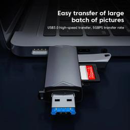 Leitor de cartão SD/TF 6 em 1 USB3.0 + Micro para Typec Universal OTG Adaptador de unidade flash multifuncional 5 Gbps Transmissão de alta velocidade - Image 6