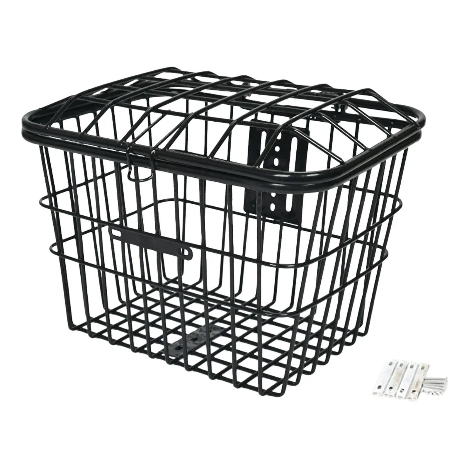 Cesta dianteira ou traseira de malha metálica para bicicleta com tampa para bagagem ao ar livre - Image 1