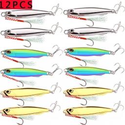 12 pc/lote metal gabarito iscas de pesca 60g 40g 30g 20g 15g 10g 7g afundando elenco wobbler pique colher carpa spinner mar enfrentar kit pesca - Image 3