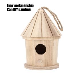 Natural Round Shaped Wooden Bird House, DIY Ninho Suspenso para Jardim ao Ar Livre - Image 6