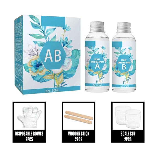 Cola Epóxi Transparente de Secagem Rápida para Artesanato DIY e Acessórios de Joias, Adesivo de Alta Resistência, Mistura AB 1:1
