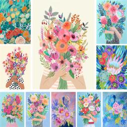 Flores menina pintura por números kit completo tintas a óleo 40*50 fotos em tela pinturas de parede artesanato para adultos arte da parede artesanato - Image 1