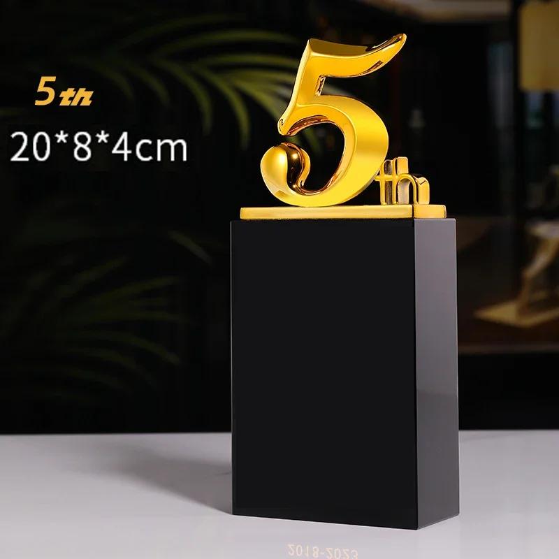 Criativo Dígito Metal Aniversário Comemorativa Troféu De Cristal Casa Presente Empresa Reunião Anual Prêmio Gravura 5 10 15 20 30 1Pc - Image 1
