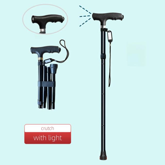 Bastão Dobrável de Alumínio Retrátil com Luz para Idosos - Muletas Elegantes para Caminhadas e Trekking