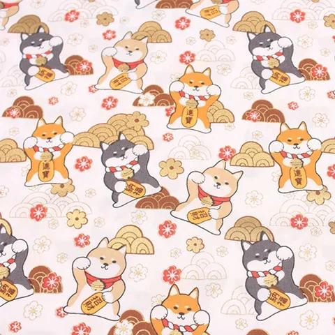 Tecido de algodão bronzeado impresso para DIY Patchwork, estilo japonês, padrão floral pano para costura, quimono vestido, sacos, feitos à mão, 145x50cm - Image 1