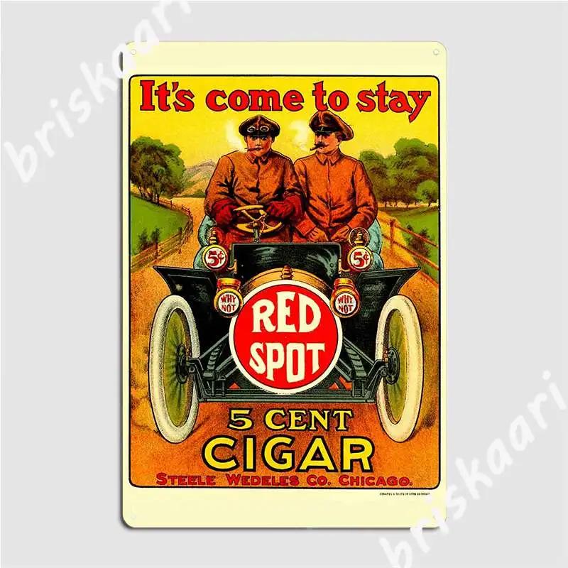 Vintage 1900 ponto vermelho 5 cent charuto publicidade cartaz da placa de metal decoração da parede casa clube festa projetando cartaz do sinal de lata - Image 1