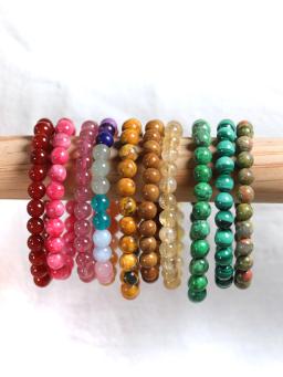 Pulseiras de pedras preciosas naturais para mulheres, contas redondas, pulseiras minimalistas, boêmia, férias, festa de aniversário, feriados, 8mm, 1pc - Image 5
