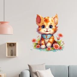 Adesivo de parede de animais para decoração de casa, tigre, gatos, cães, coelhos, vários papéis de parede, fundo, decalque mural - Image 3