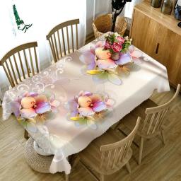 Lótus toalha de mesa verde tropical planta 3d flores padrão pano decoração do casamento festa capa de mesa nappe de mesa decoração da cozinha - Image 6