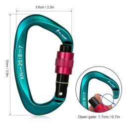 Mosquetão resistente para rede, fivela de escalada em forma de D, leve clipe de bloqueio, ferramentas de equipamentos ao ar livre, 25KN - Image 3