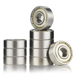 10 peças 608 zz 608rs rolamentos de esferas 608zz metal duplo blindagem em miniatura rolamentos rígidos de esferas de skate 8mm x 22mm x 7mm - Image 1