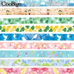 1 rolo de fita washi estilo japonês, adesivos kawaii sakura para scrapbooking, diário, caderno de leite, suprimentos de papelaria, montagem fuji - Image 2