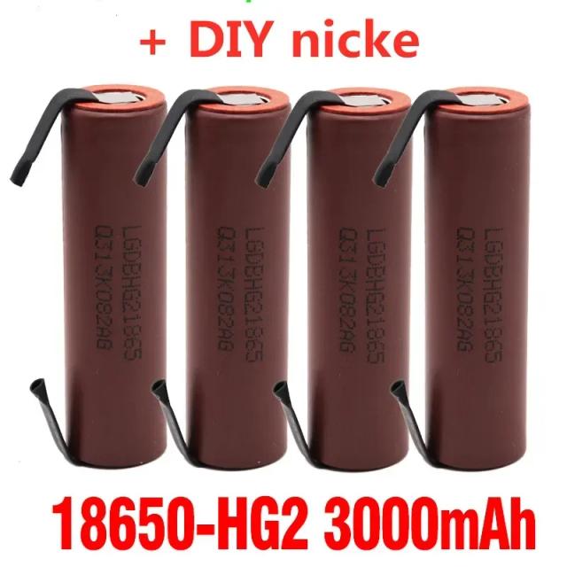 Bateria Original HG2 de 3000mAh 30A com Tiras para Chaves de Fenda - Ideal para Projetos DIY