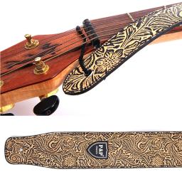 Correia de guitarra de couro pu escultura em flor de alta qualidade para guitarra folk elétrica acústica sólida e durável alça de guitarra acústica - Image 4