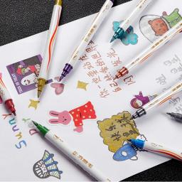 Caligrafia Metálica Caneta Marcadora, Escova Canetas, Scrapbooking Artesanato, Fazer Cartão, Art Pen, Desenho Papelaria, Material de Escritório, 10 Cores - Image 3
