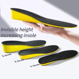 Palmilhas Invisíveis para Aumentar a Altura para Homens e Mulheres, Almofada de Sapatos Amarelos, Absorção de Choque Respirável, Almofada para Cuidados com os Pés, 1,5-3,5 cm - Image 1