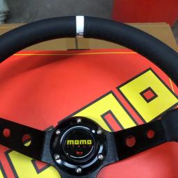 Jdm universal 14 Polegada corrida momo volante carro deriva volante de couro real volantes para vw honda toyota bmw nissan - Image 5