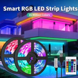 Luzes LED Strip para quarto, RGB 5050, controle remoto, mudança de cor, luzes de fita RGB, decoração Home Party, TV Backlight - Image 1