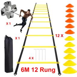 Conjunto De Escada De Agilidade De Paraquedas De Velocidade De Futebol, Cones De Futebol, Treinamento De Futebol, Esportes, Equipamento Em Execução - Image 1