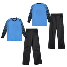 Criança meninos futebol guarda-redes roupa esporte terno futebol treinamento jogo uniforme manga longa esponja acolchoado camiseta com sweatpants - Image 5