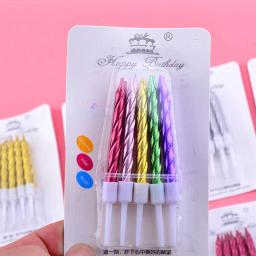 Tópico Cor Velas De Aniversário Com Suporte, Bolo De Vela, Fontes Do Partido Do Evento, Decoração Do Casamento, 10Pcs por Conjunto - Image 5