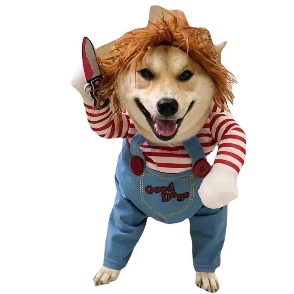 Roupa assustadora do Dia das Bruxas com braços para animais de estimação, cão e gato, Chucky Dog Cosplay, roupas para animais, filhote de cachorro - Image 1