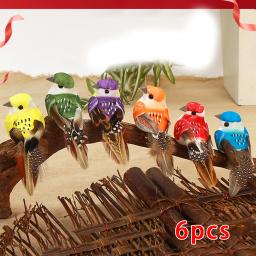 Christmas Tree Simulation Birds, Woodland empoleirado, Fake Feather Birds, Decoração de jardim, Outdoor Party Prop, 6pcs - Image 1