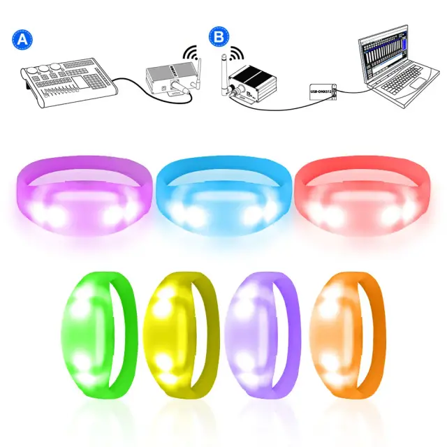 Pulseira LED Inteligente com Controle Remoto para Concertos e Eventos Esportivos - Efeitos Brilhantes RGB DMX512