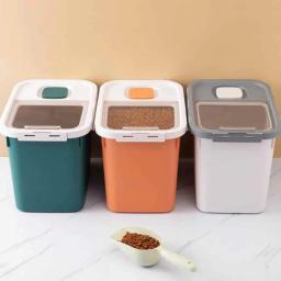 Recipiente de armazenamento de alimentos para animais de estimação tratar arroz bin armazenamento de alimentos secos à prova de umidade gato filhote de cachorro comida bin com tampa de bloqueio frascos para animais de estimação - Image 1