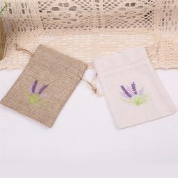 Impresso Lavanda Imitação Hemp Bag, Pequeno Saco De Embalagem De Presente, Bordado, Festa De Casamento, Decoração De Casa, Ornamentos, 10x14cm, 5Pcs - Image 4