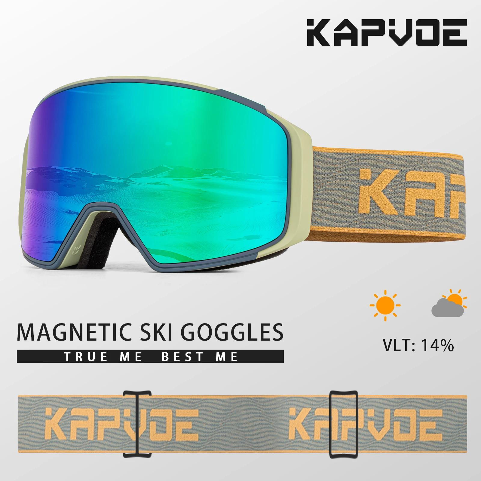 Kapvoe óculos de esqui ímã duplo absorver camadas uv400 anti-nevoeiro óculos de esqui neve snowboard óculos de snowmobile - Image 1