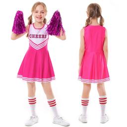 Traje de torcida JXHJHBW para crianças, uniformes escolares, Cheerleader Outfits, Halloween Cosplay Dress with Socks Suit - Image 3