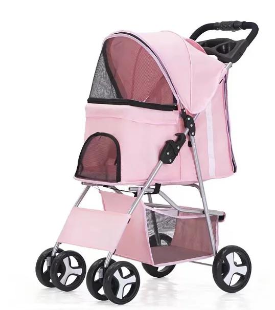 Carrinho de Estimação Destacável para Cães e Gatos - Portátil, Dobrável e com 3 Rodas para Viagens Confortáveis