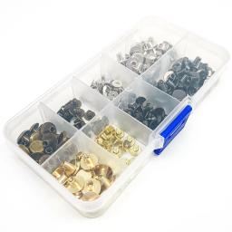 100 jogos/caixa kit de tamanho misto chicago parafuso rebite pós ligação prego para bolsa de couro cinto cinta carteira bagagem web metal 4 cores - Image 5