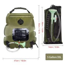 Outdoor Camping Shower Bag, Aquecimento Solar, Portátil, Dobrável, Caminhadas, Escalada, Equipamento de Banho, Switchable Water Bags, 20l - Image 2