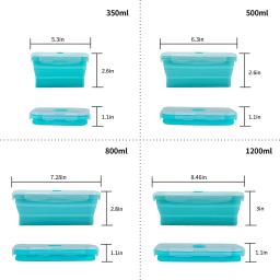 4 pçs silicone dobrável recipientes de armazenamento de alimentos com tampas de silicone caixa de almoço bento bpa livre para cozinha despensa - Image 2