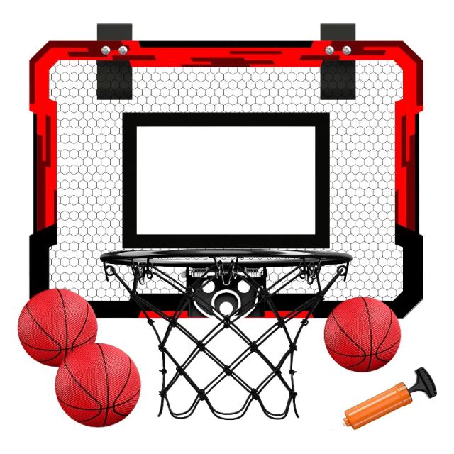 Anel Cesta de Basquete Treinamento Interno/Externo para Crianças - Brinquedo Dobrável com Bolas e Bomba