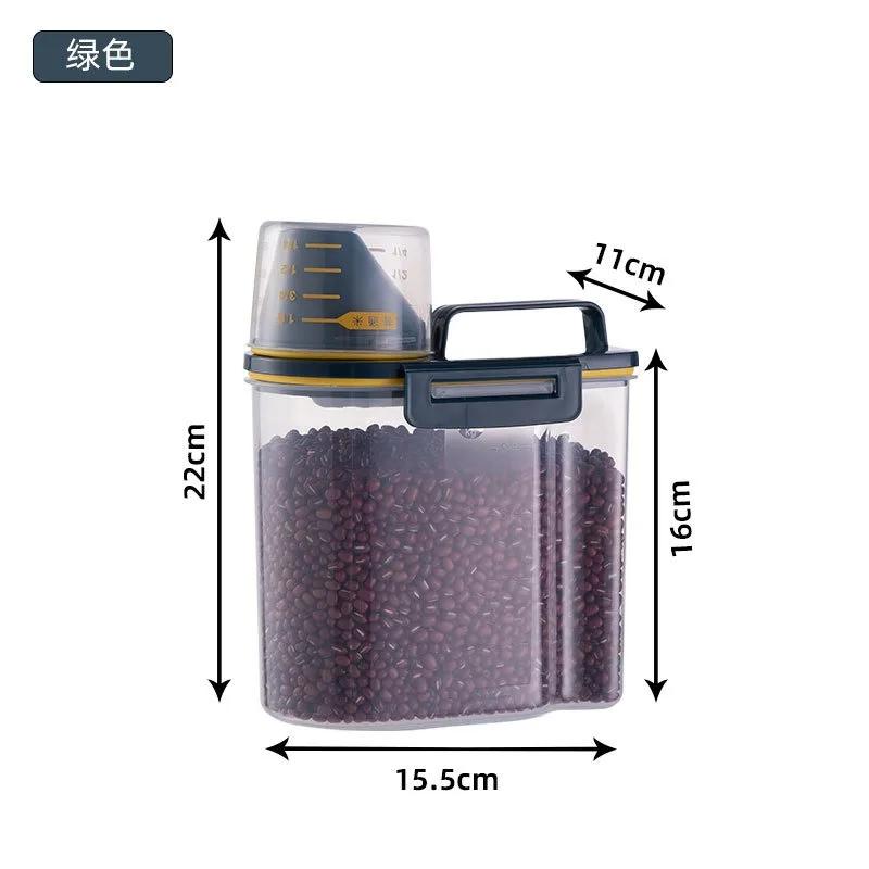 Tanque De Armazenamento De Plástico com Copo de Medição, cão e gato Recipiente de Alimento, Frasco Selado à Prova de Umidade - Image 1