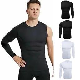T-shirt de mangas compridas de secagem rápida para homens, mangas compridas de um braço, compressão esportiva básica de basquete, ginásio fitness jogger, roupas corrida - Image 5