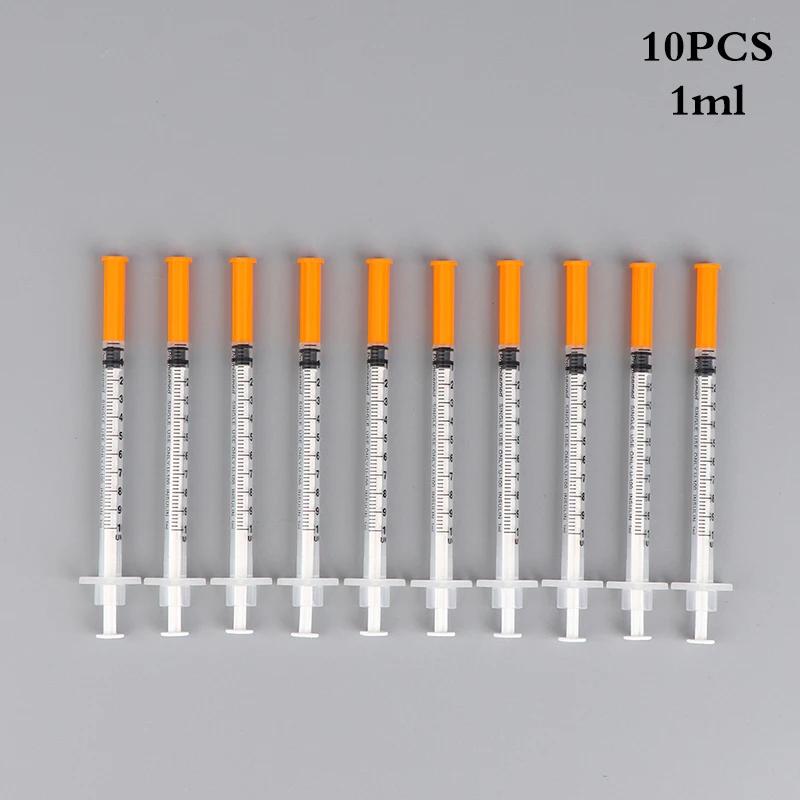 Seringa veterinária de plástico com agulhas, Seringa descartável para Pet Farm Animal, gato, cachorro, porco, gado, ovelhas, cavalos Tool Parts, 1ml, 10pcs - Image 1
