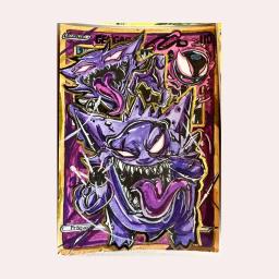 Cartas Colecionáveis Mewtwo Gengar, Personagens de Animação, Anime, Jogo Clássico, Toy Gift, Pocket Monsters, Estilo Pintura - Image 3