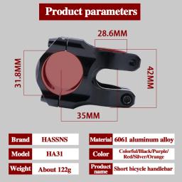 Hassns mtb guiador haste 31.8mm bicicleta de estrada mountain bike ponte curta potência liga de alumínio ultraleve de alta resistência curto - Image 2