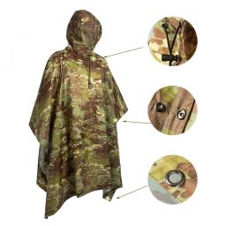 Capa de chuva dobrável camuflada para caminhadas, poncho portátil para homens, capa impermeável impermeável para chuva, turismo - Image 2