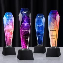 Troféu de cristal criativo high-end, letras personalizadas, impressão a cores, excelente equipe de funcionários, prêmio reunião anual - Image 5