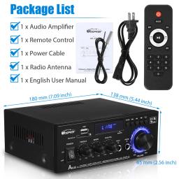 AK45 Pro Bluetooth 5.0 Amplificador Digital, Som Surround, Canal AMP 2.0, Max 820W, Alto-falante para Casa, Carro, Karaokê, USB, RCA, MIC - Image 6