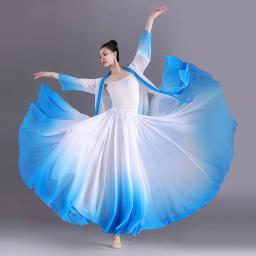 Saias de dança para mulheres, ginástica prática dancewear, fantasia clássica dança, saia gradiente longa, 360 graus, elegante - Image 1