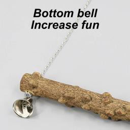Papagaio de madeira Stand Pole Swing Toy com Bell para Tiger Skin Claw Grinding, Bird Cage Acessórios, Grinding Beak - Image 5
