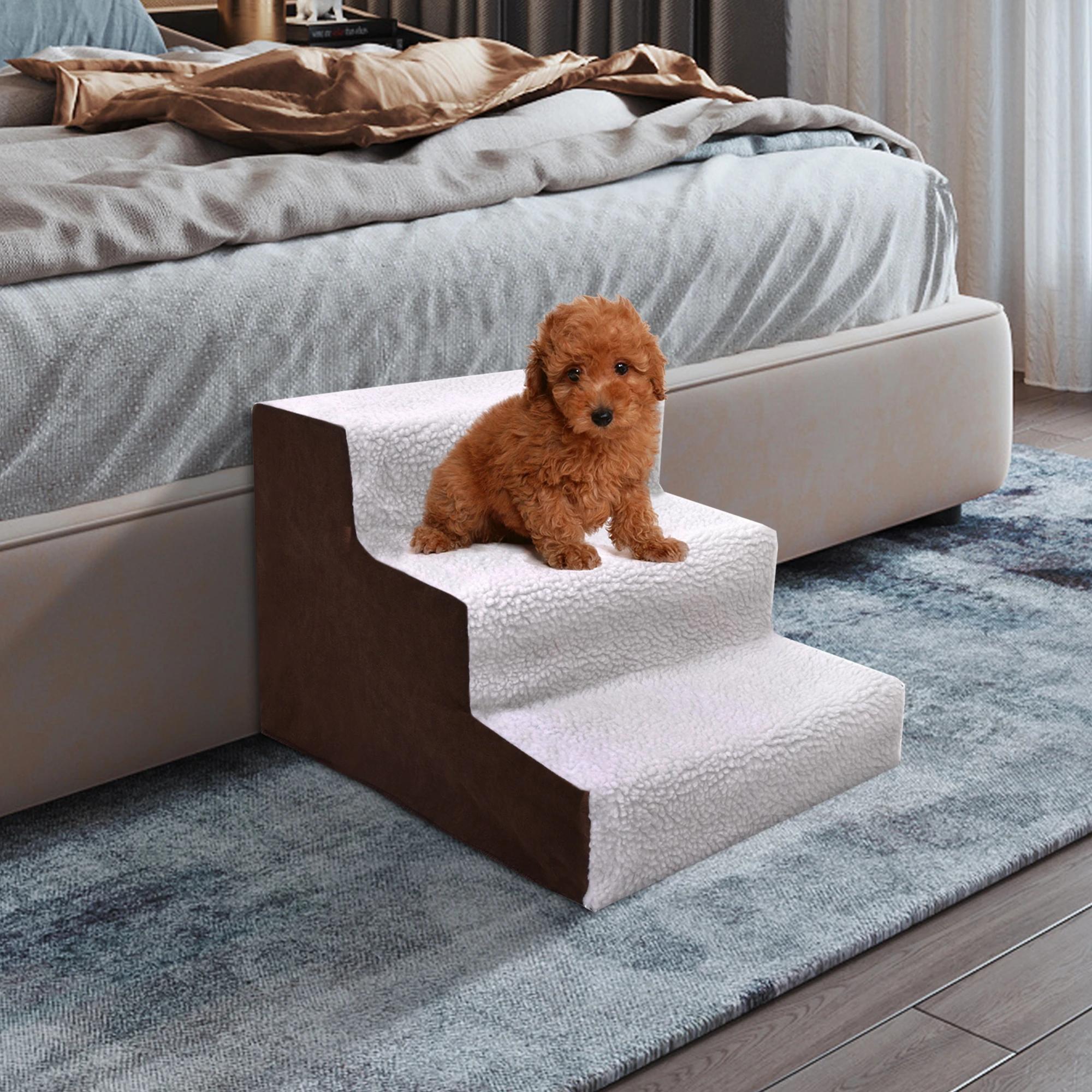 Autorização! Indoor Pet Escadas Ramp Ladder para Filhotes, Dog and Cat Ladder, até 55 lbs, bege, 3 degraus - Image 1